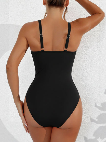 Solid Color Mesh Sleeveless Beach One-Piece Swimsuit