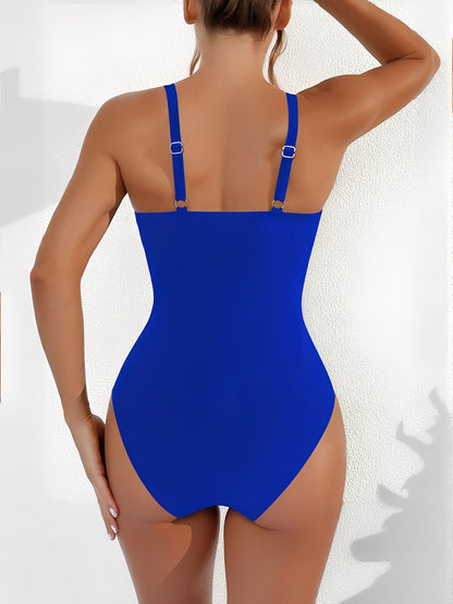 Solid Color Mesh Sleeveless Beach One-Piece Swimsuit