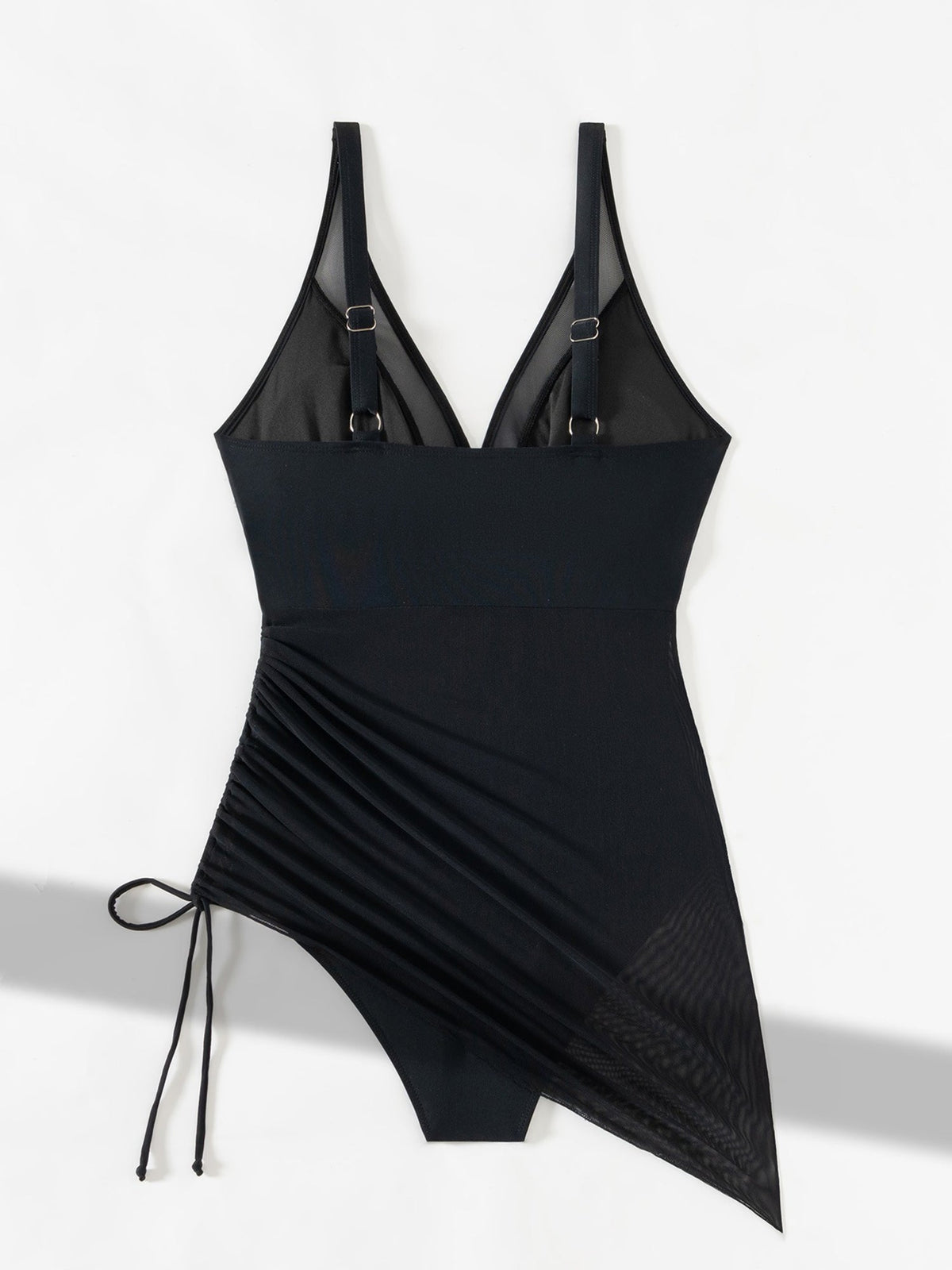 Sleeveless Mesh Drawstring Slimming One-Piece Swimsuit