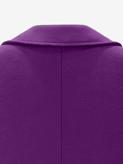 Notched Lapel Double-Breasted Fully Lined Pockets Long Coat