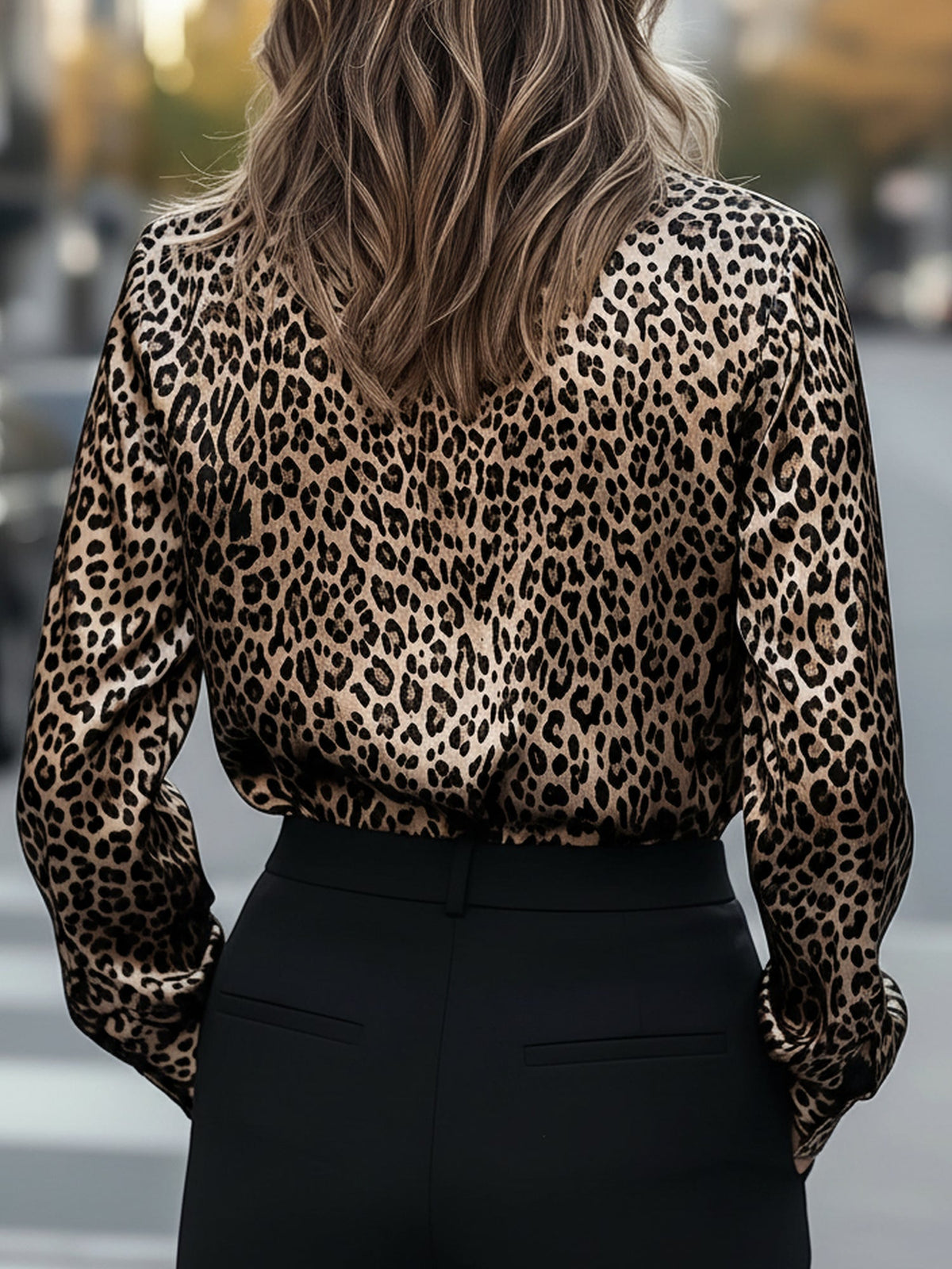 Leopard Print Button Down Long Sleeve Shirt