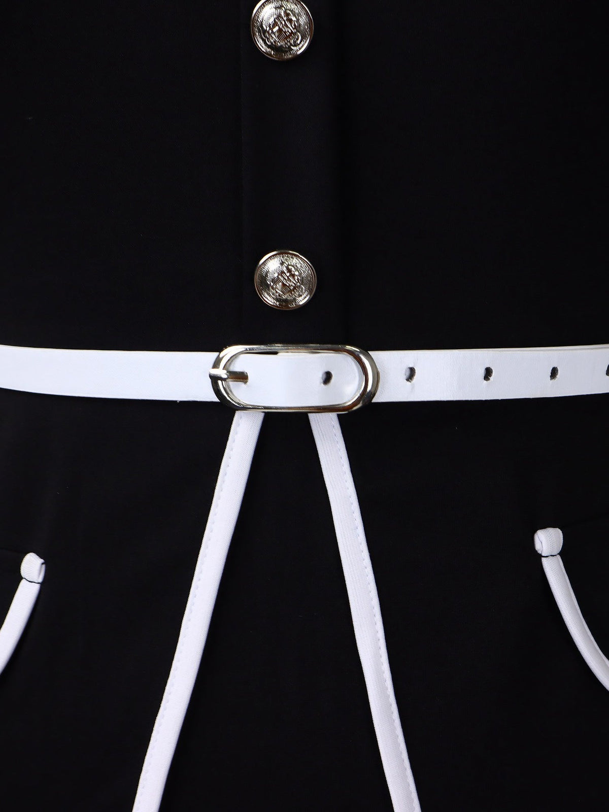 Peter Pan Collar Colorblock Belted Midi Sheath Dress