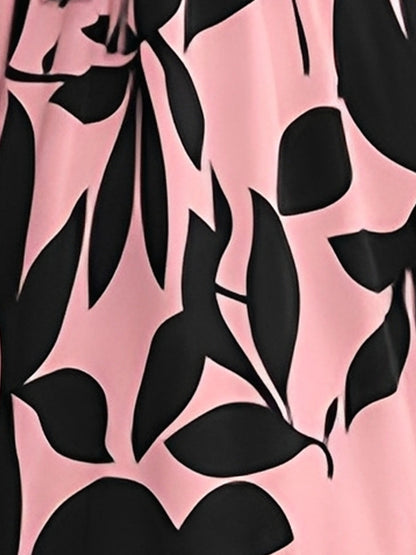 Printed Patchwork Tie Waist Maxi A-Line Dress