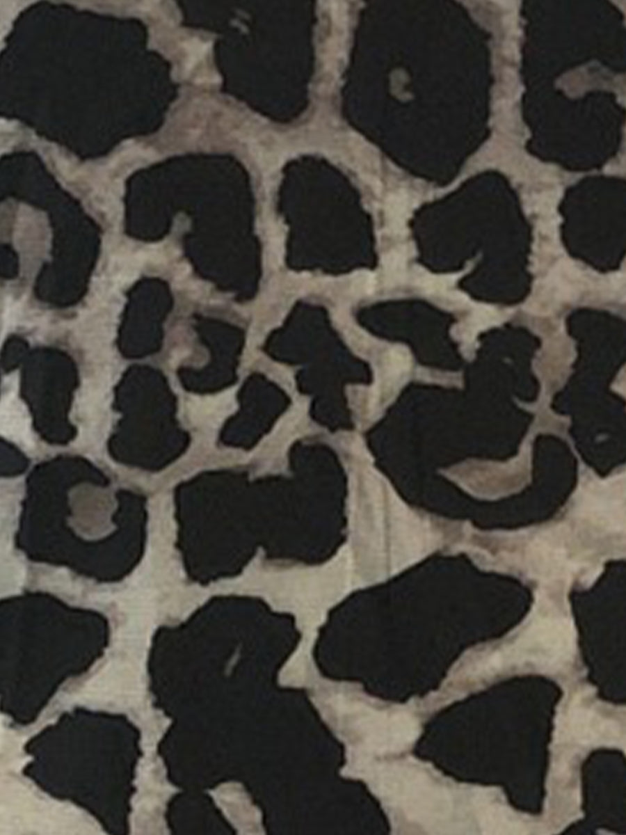 Leopard Print Backless Bell Sleeve Mesh Mini Dress