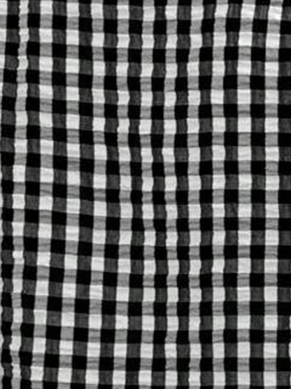 Gingham Double-Layer Ruffled Sleeves Blouse
