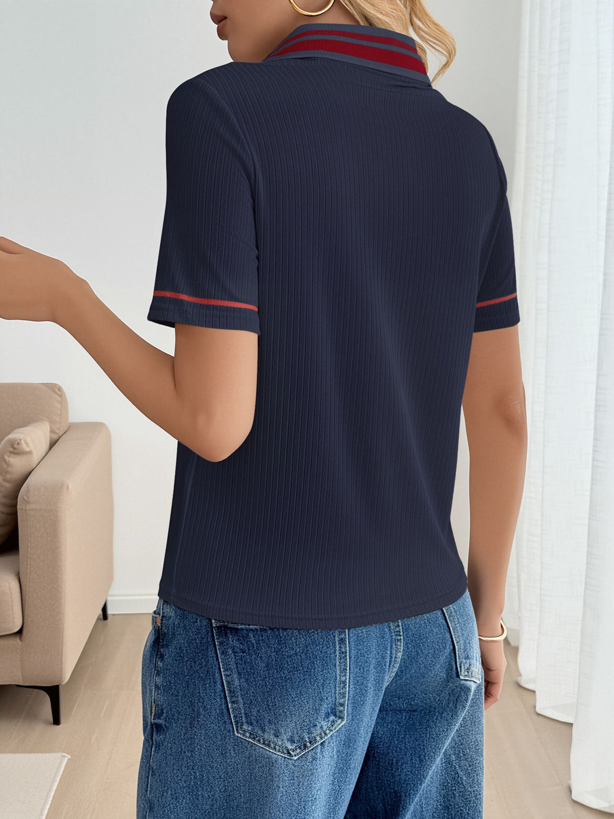 Colorblock Short Sleeves Casual Polo Shirt