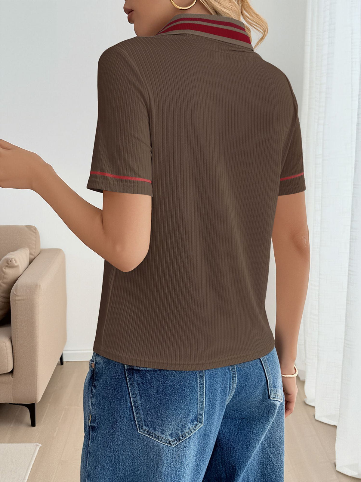 Colorblock Short Sleeves Casual Polo Shirt