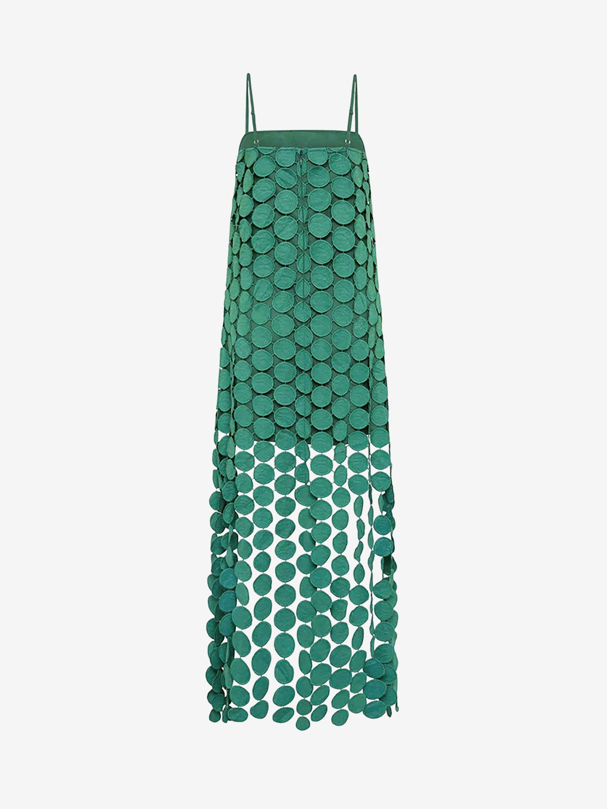 Dots Fringed Spaghetti Strap Midi Dress