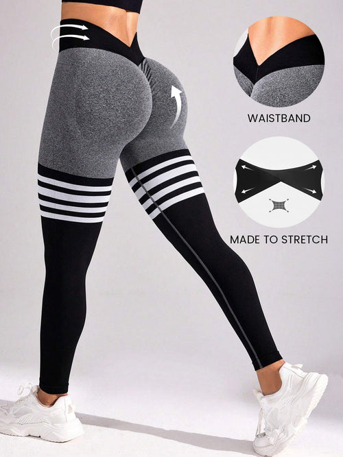 Striped Workout Butt-Lifting Yoga Pants Sports Leggings