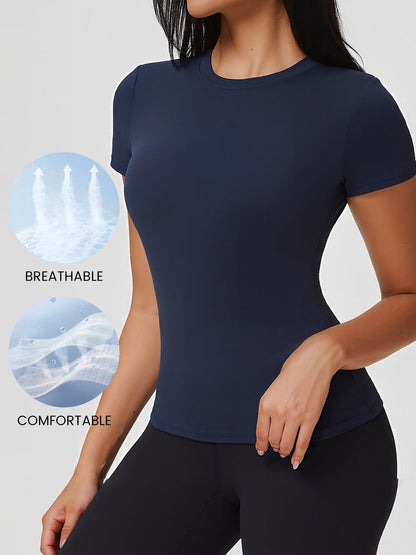 Breathable Short Sleeve Fitted Sports Top