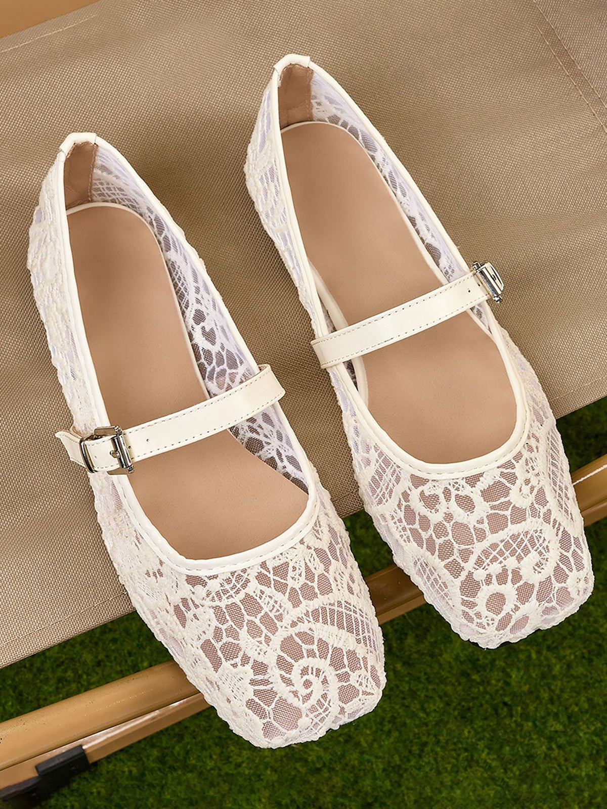 Lace Breathable Square Toes Flats Marie Jane Shoes