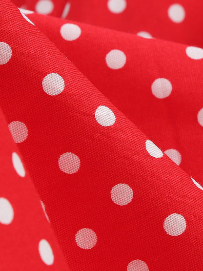 Retro Polka Dot Backless Spaghetti Strap Midi Swing Dress