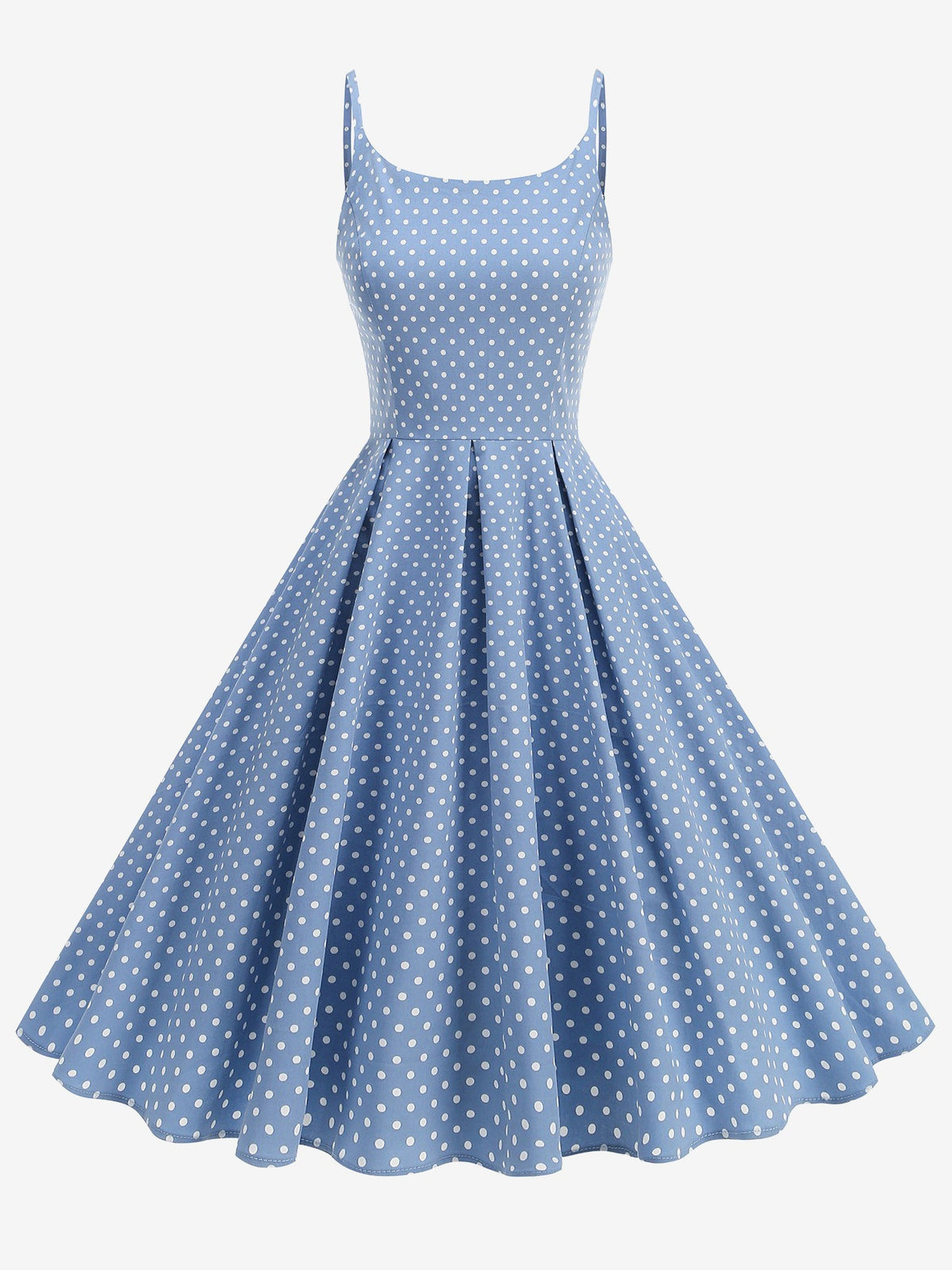 Retro Polka Dot Backless Spaghetti Strap Midi Swing Dress