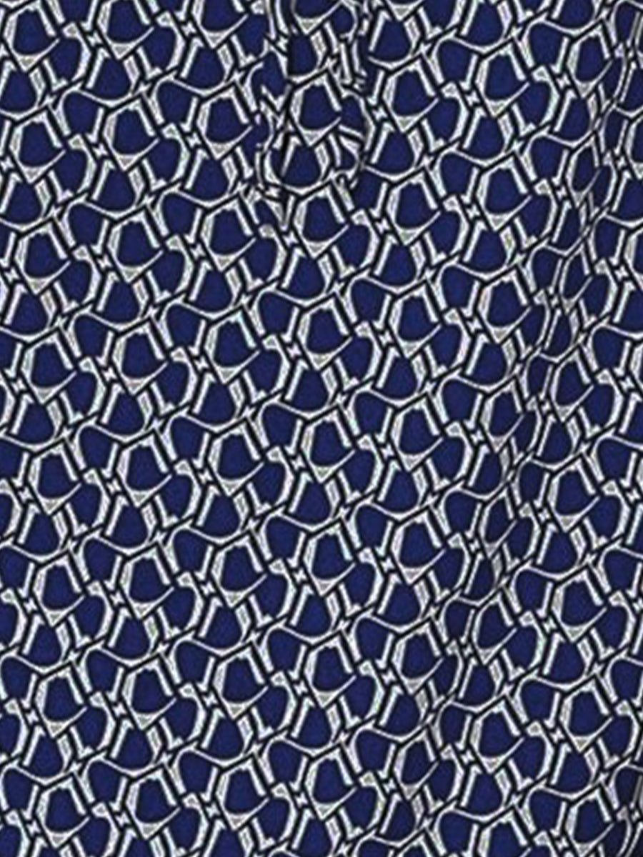Printed Bow-Tie Layered Above Knee Length Dress
