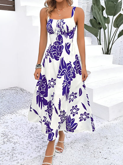 Floral Sleeveless Smocked A-Line Midi Sundress