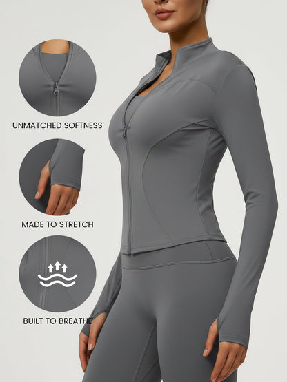 Yoga Zipper Sports Long Sleeve Fitted Running and Fitness Workout Jacket