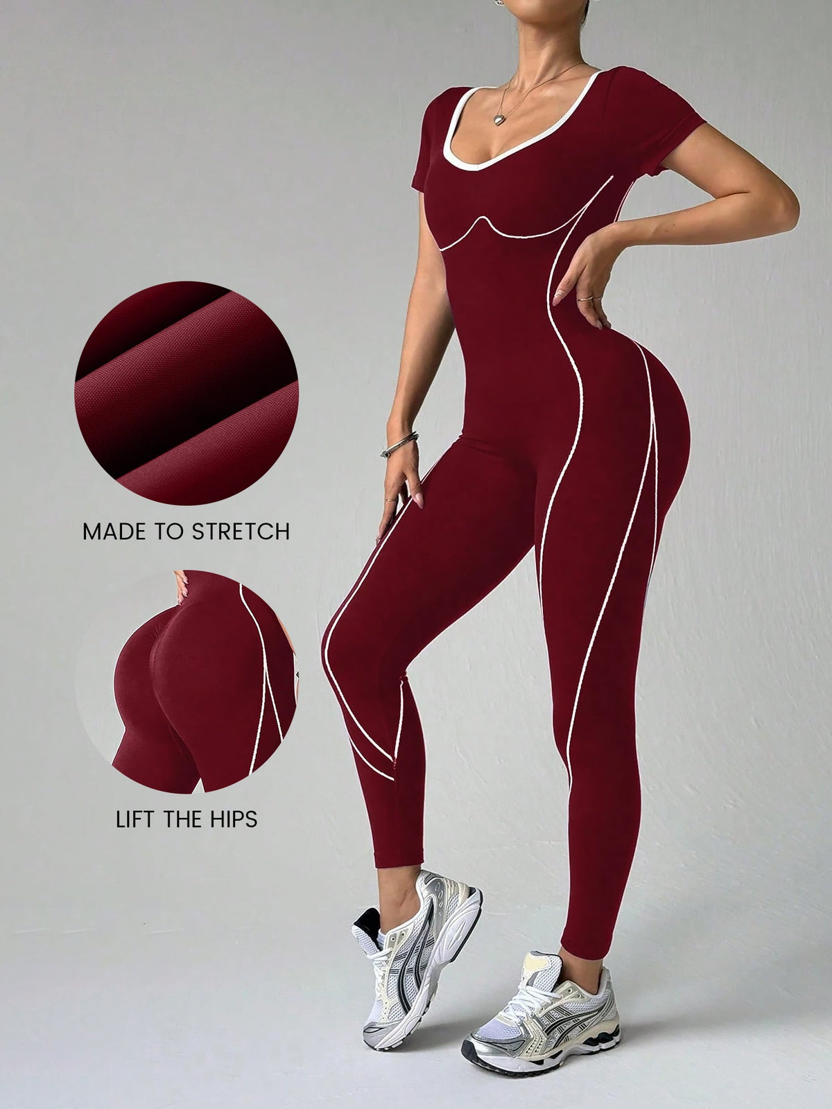 Colorblocked Short Sleeve Yoga All-in-One Activewear Workouts Jumpsuits Unitard