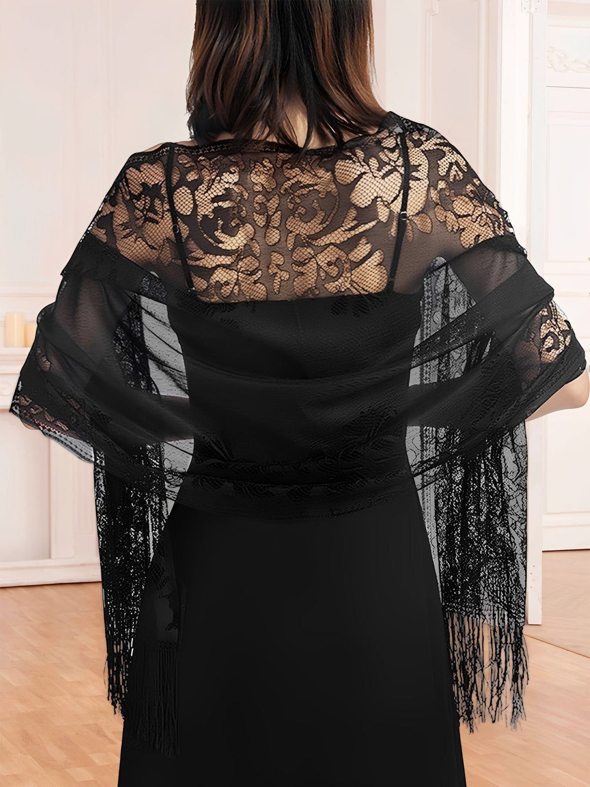 Evening Gown tasseled Lace Shawl/Scarf
