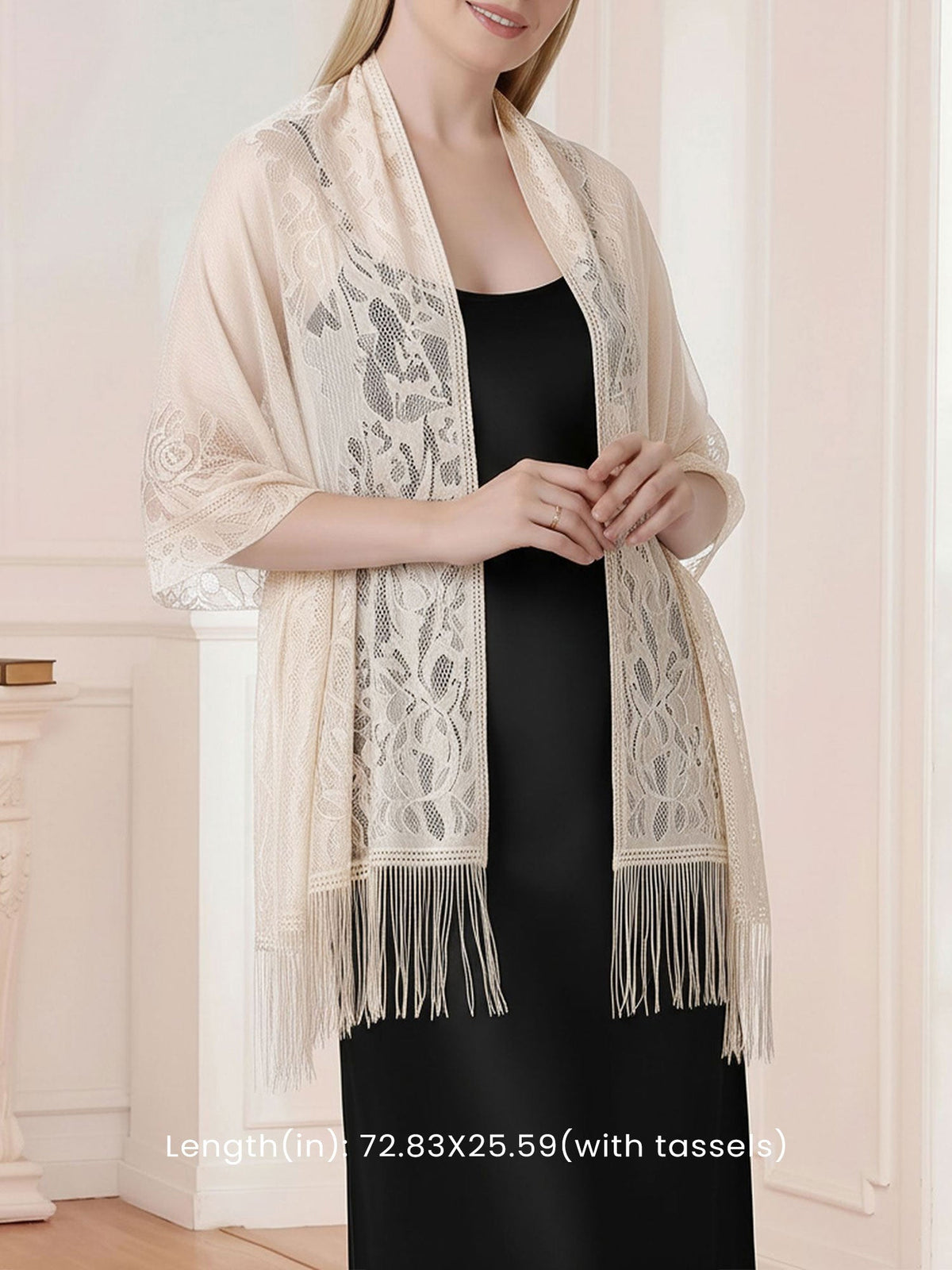 Evening Gown tasseled Lace Shawl/Scarf