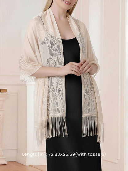 Evening Gown tasseled Lace Shawl/Scarf