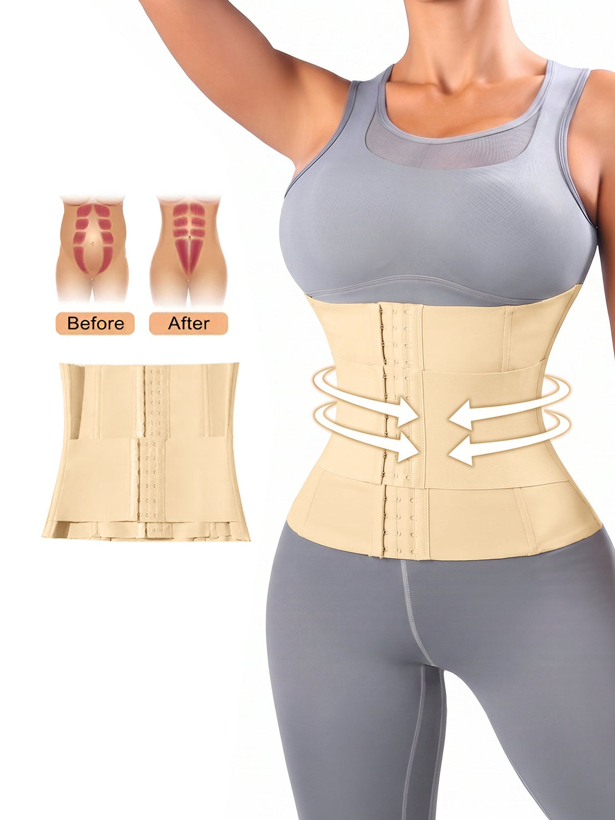 Waist Shaping Cincher Solid Color Corset