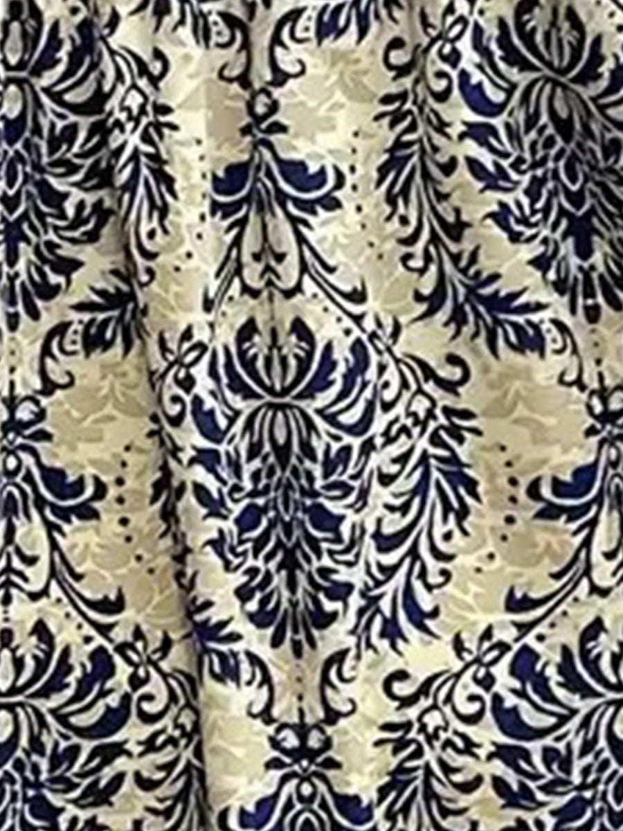 Boho Printed V Neck Loose Fitting Mini Dress