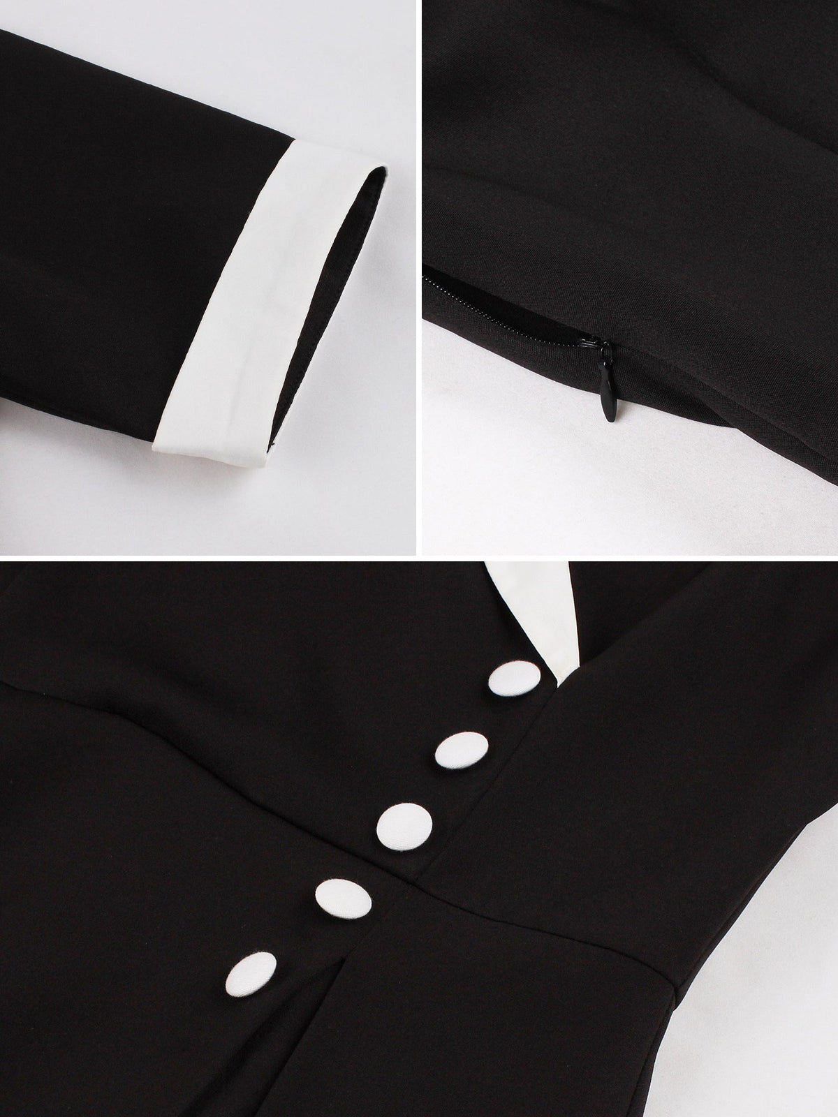 Colorblocked Notched Lapel Short Sleeves A-Line Midi Dress