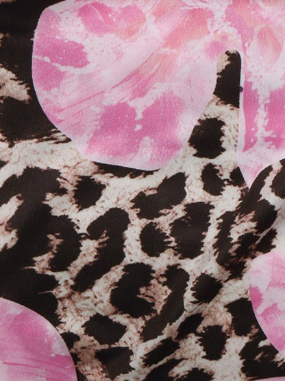 Floral Leopard Bodycon Fishtail Maxi Skirt