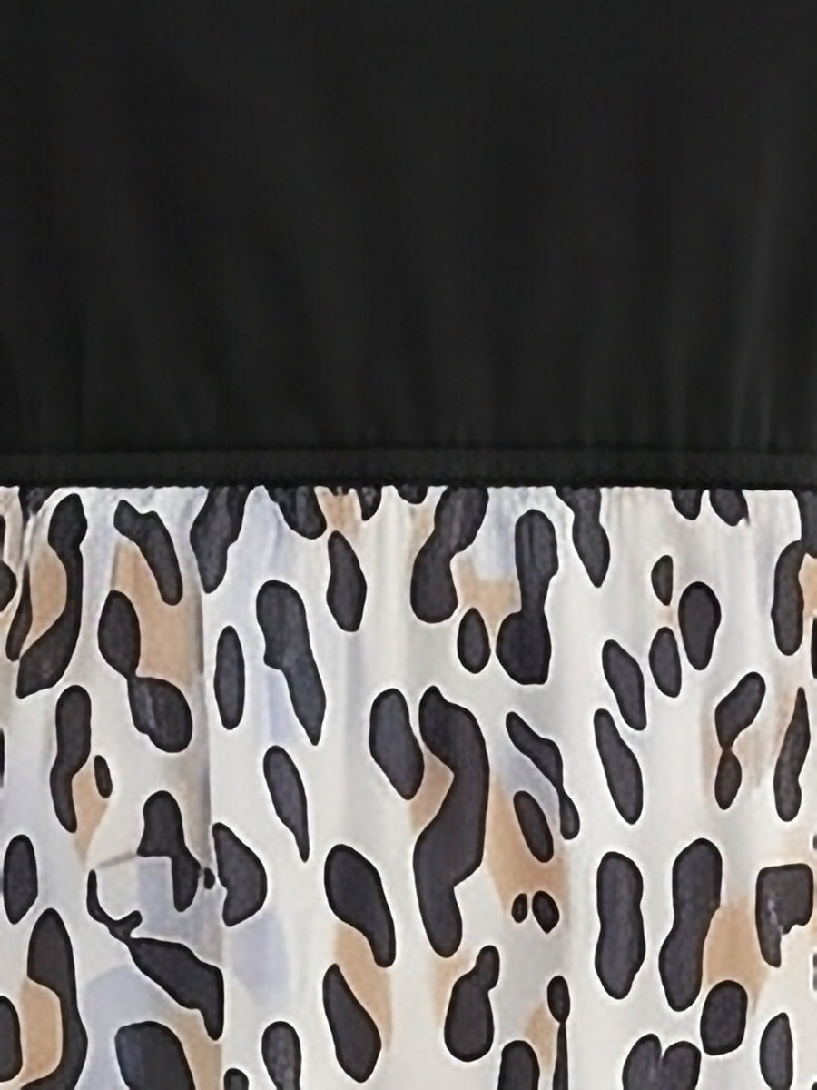 Cold Shoulder Round Neck A-Line Midi Printed Dress