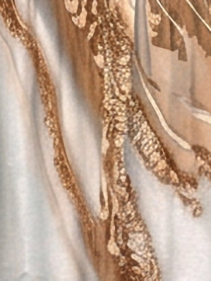 Ruffled Printed V-Neck Fitted Long Sleeve Tiered Dress