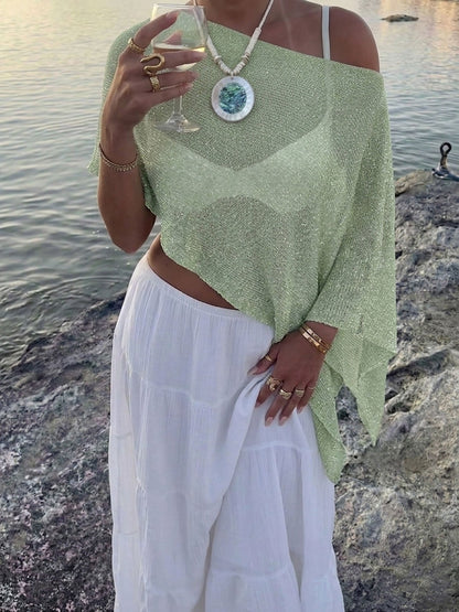 Versatile Semi-Sheer Knitted Casual Vacation Beachwear Cover Up