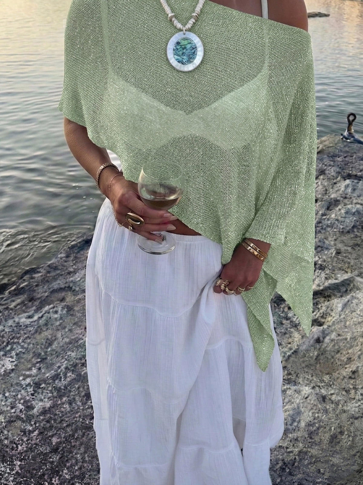 Versatile Semi-Sheer Knitted Casual Vacation Beachwear Cover Up