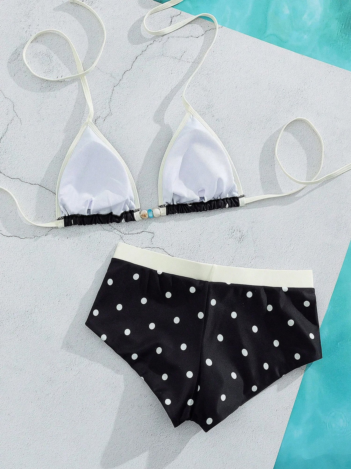 Triangle Cut Tie Side Polka Dot Bikinis Two-Piece Swimsuit
