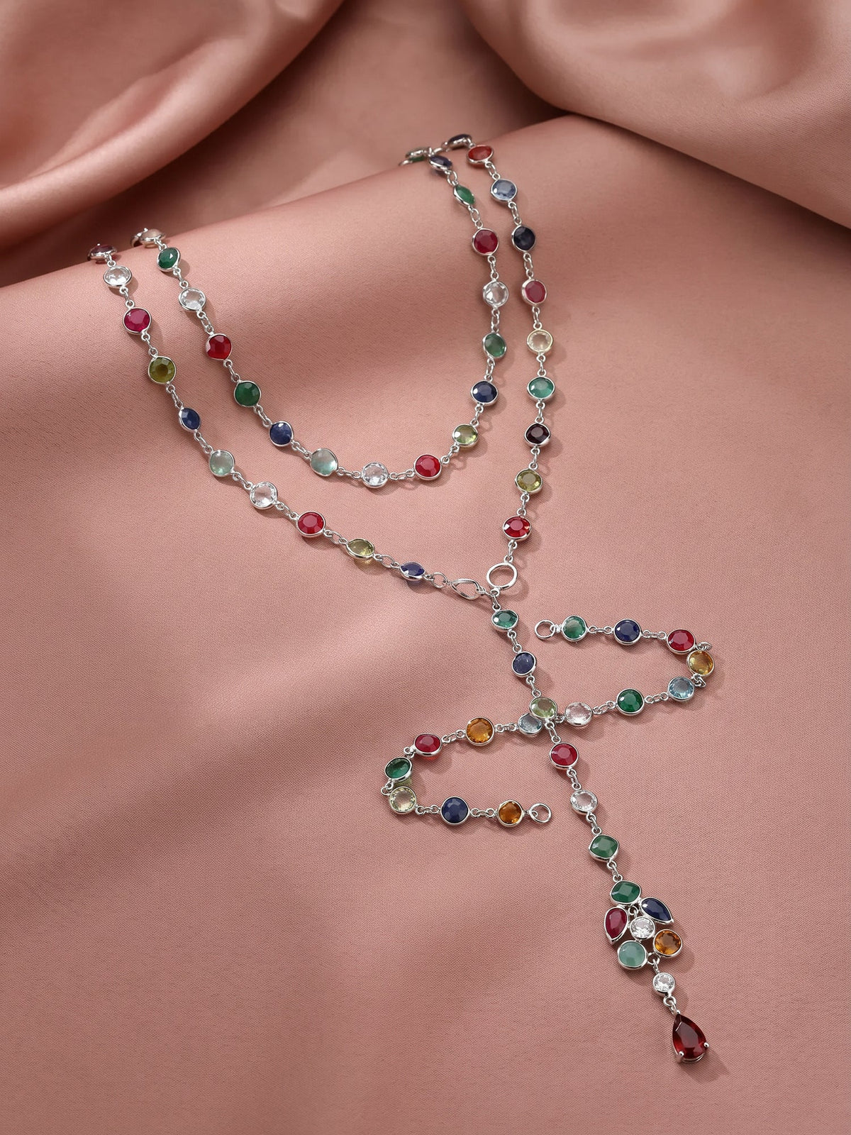 Colorful Rhinestones Multi-layered Long Y-shaped Necklace
