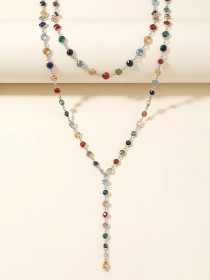 Colorful Rhinestones Multi-layered Long Y-shaped Necklace