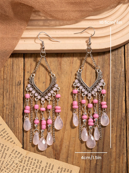 Bohemian Vintage Beaded Fringe Earrings