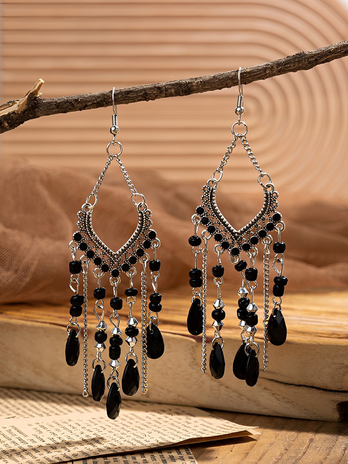 Bohemian Vintage Beaded Fringe Earrings