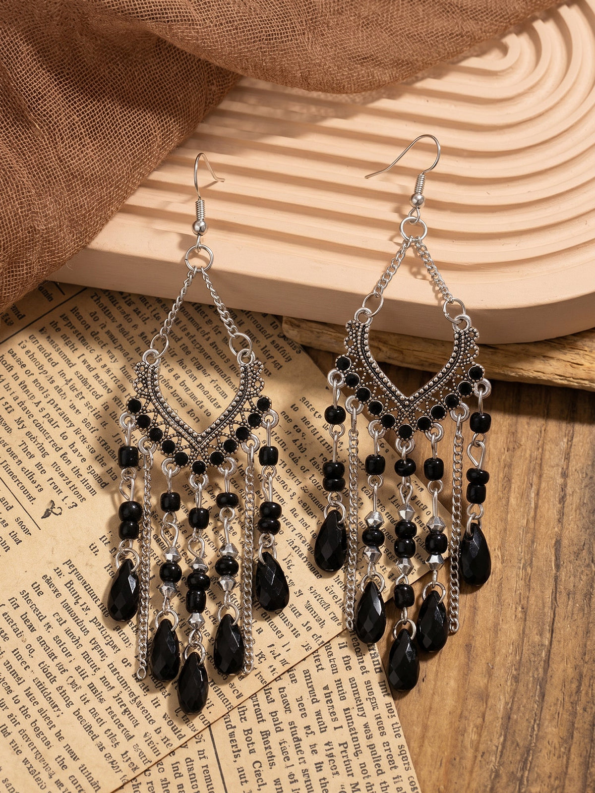 Bohemian Vintage Beaded Fringe Earrings