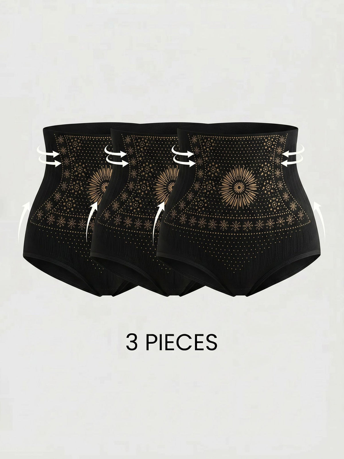 3 Pieces High-Waisted Stretchy Waist-Shaping Butt Lifting Panties