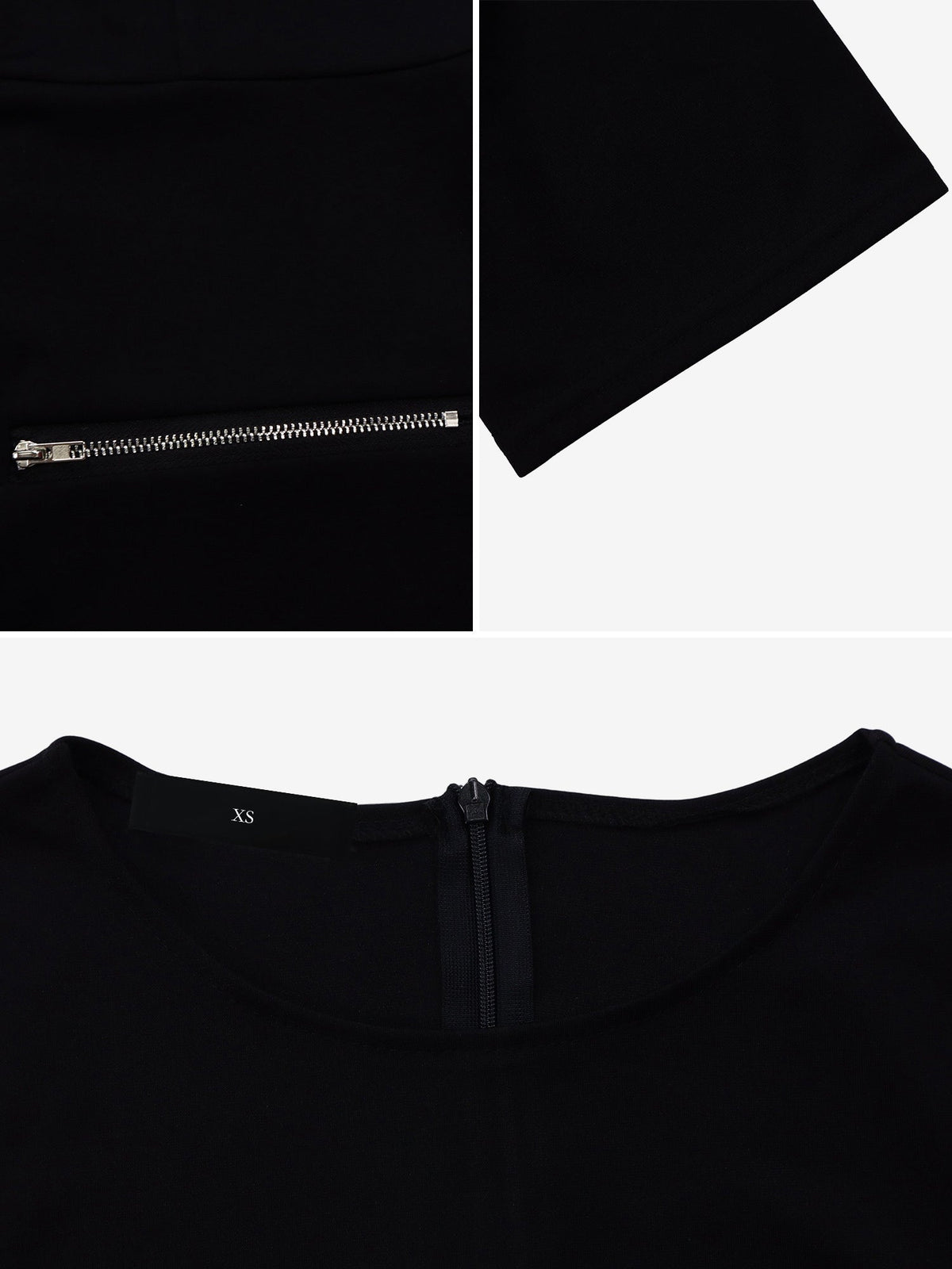 Round Neck Short Sleeves Zipper A-Line Midi Dress