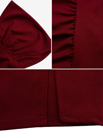 Elegant Solid Color Asymmetrical Neckline Fitted Waist Bodycon Dress