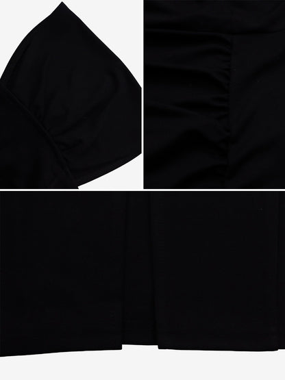Elegant Solid Color Asymmetrical Neckline Fitted Waist Bodycon Dress