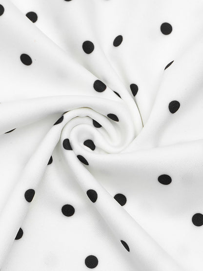 Polka Dot Print Cap Sleeves A-Line Maxi Dress