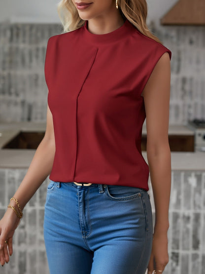 Solid Color Sleeveless Crew Neck Casual Top