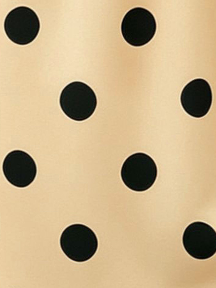 Collared Bat Sleeve Polka Dots Button Down Blouse