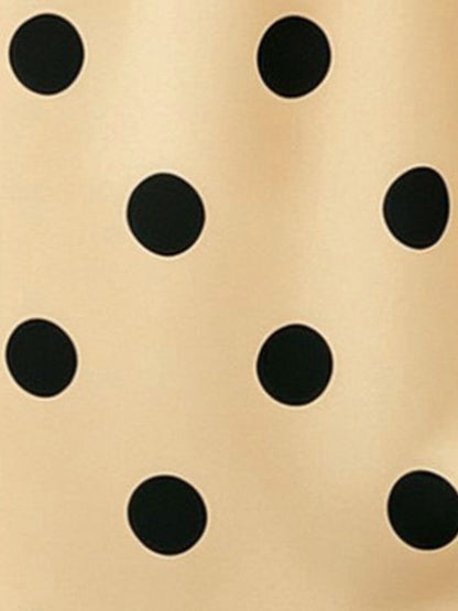Collared Bat Sleeve Polka Dots Button Down Blouse