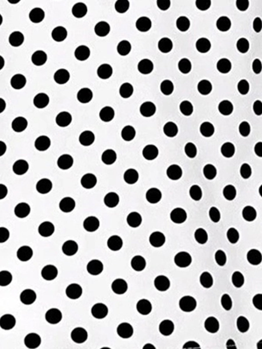 Cute Polka Dot Drawstring Sweetheart Neck Ruched Top