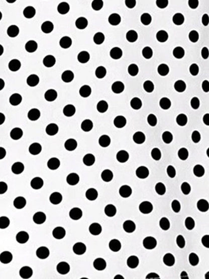 Cute Polka Dot Drawstring Sweetheart Neck Ruched Top