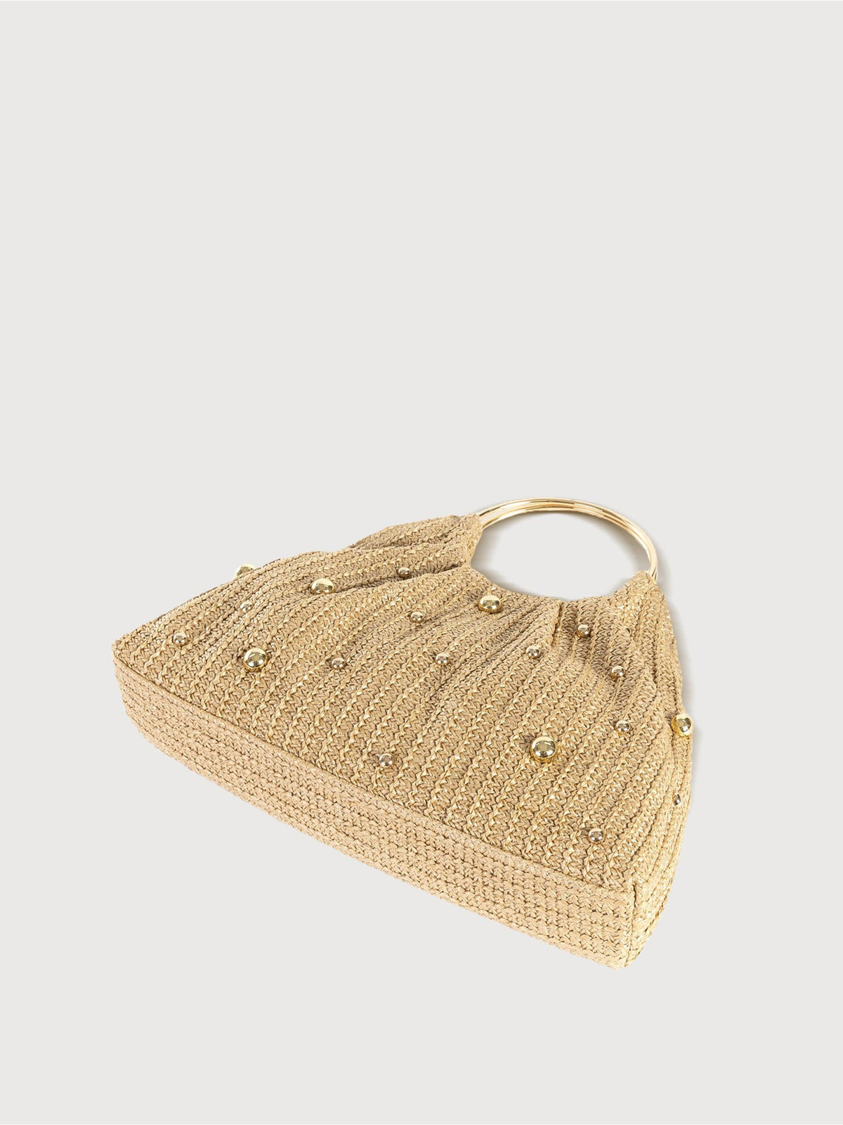 Straw-Woven Alloy Decor Handbags Clutch Bags