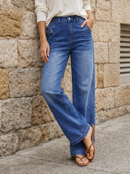 Denim Wide Leg Straight Leg High Waisted Jeans
